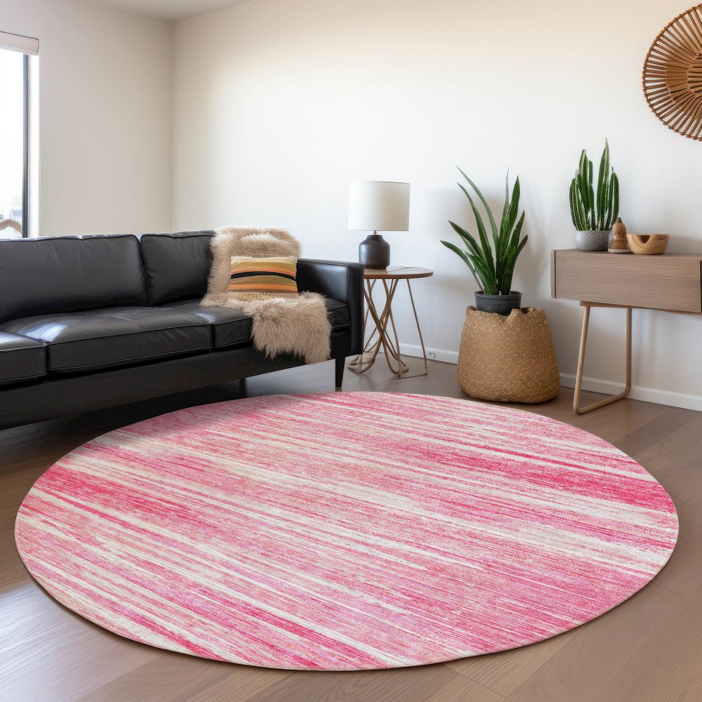 Premium Machine Washable Mayfield AMF896 Pink 8' x 8' Round Rug. Picture 5