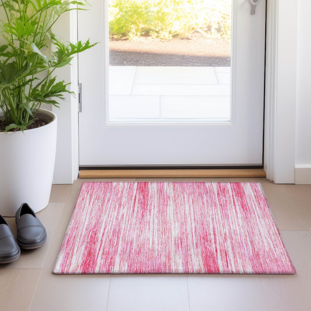 Premium Machine Washable Mayfield AMF896 Pink 1'8" x 2'6" Rug. Picture 5