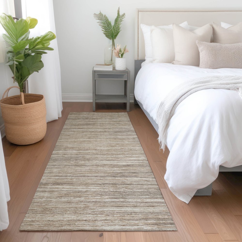 Premium Machine Washable Mayfield AMF896 Taupe 2'3" x 7'6" Runner Rug. Picture 5