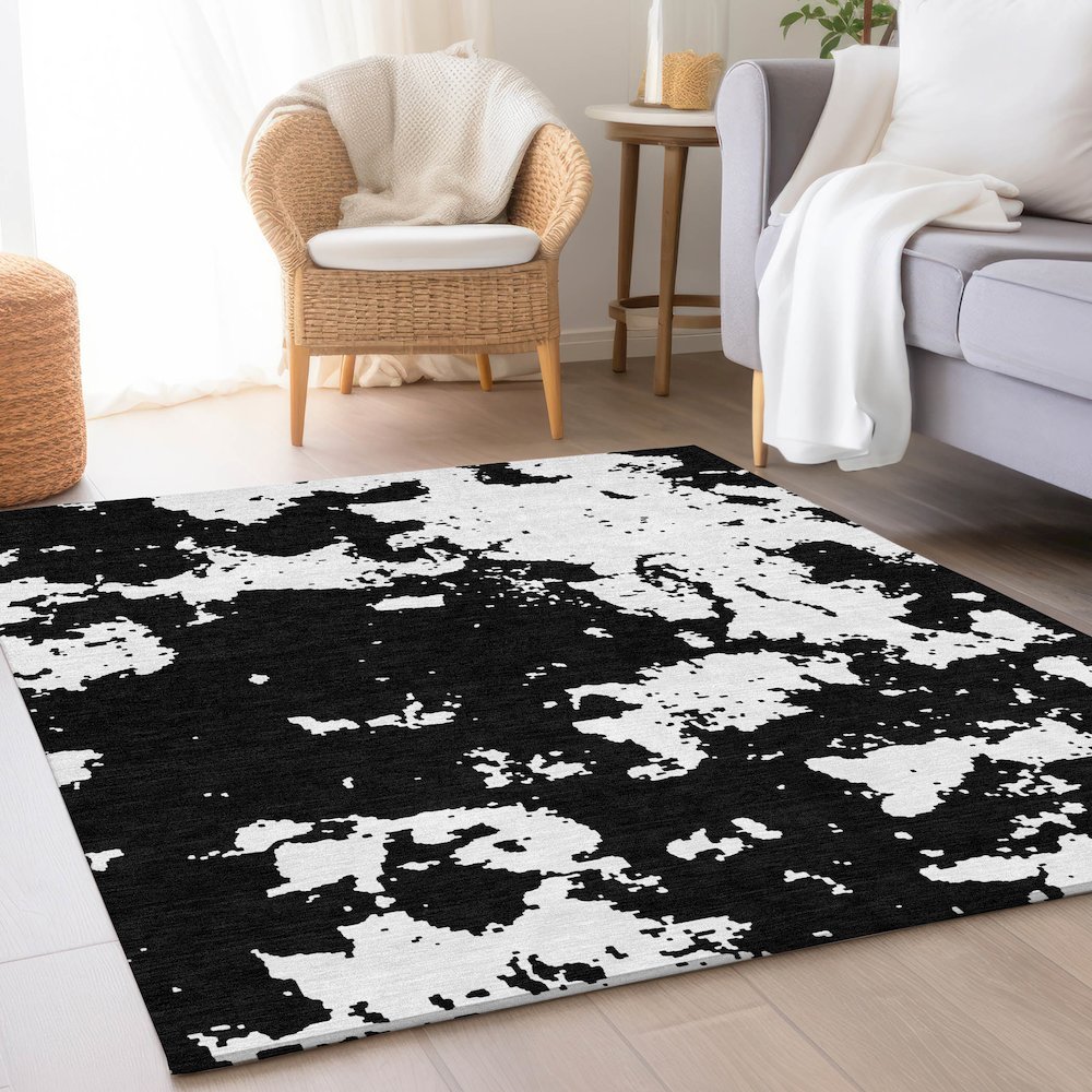 Premium Machine Washable Mayfield AMF897 Black 2'6" x 3'10" Rug. Picture 5