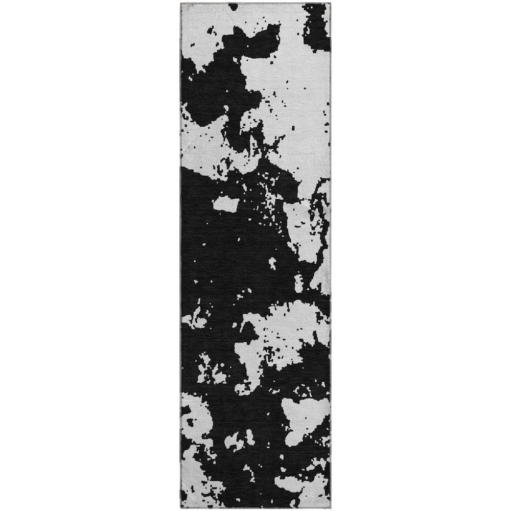 Premium Machine Washable Mayfield AMF897 Black 2'3" x 7'6" Runner Rug. Picture 1