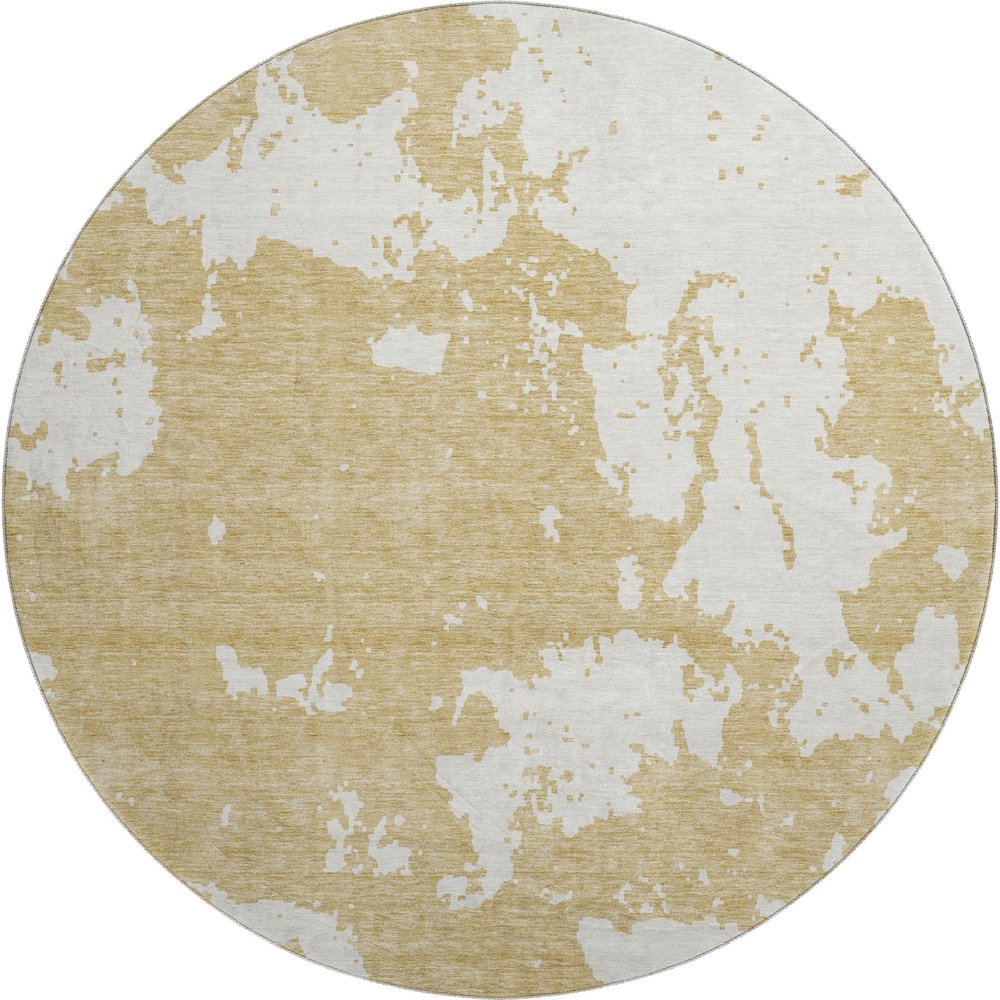 Premium Machine Washable Mayfield AMF897 Gold 8' x 8' Round Rug. Picture 1