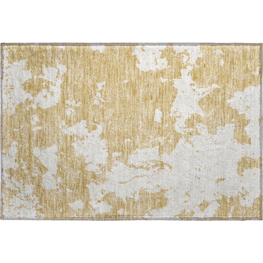 Premium Machine Washable Mayfield AMF897 Gold 1'8" x 2'6" Rug. Picture 1