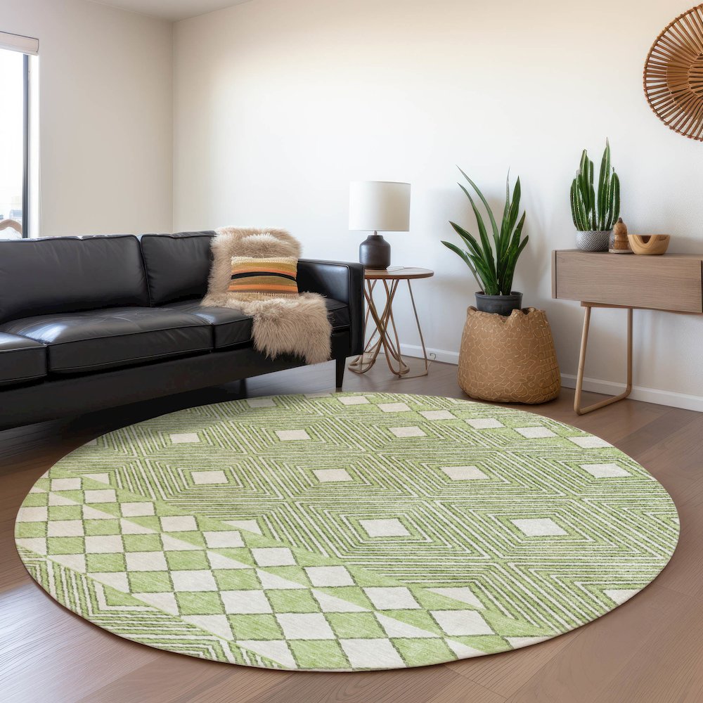 Premium Machine Washable Mayfield AMF898 Aloe 8' x 8' Round Rug. Picture 5