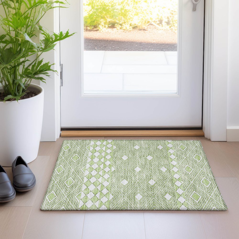 Premium Machine Washable Mayfield AMF898 Aloe 1'8" x 2'6" Rug. Picture 5