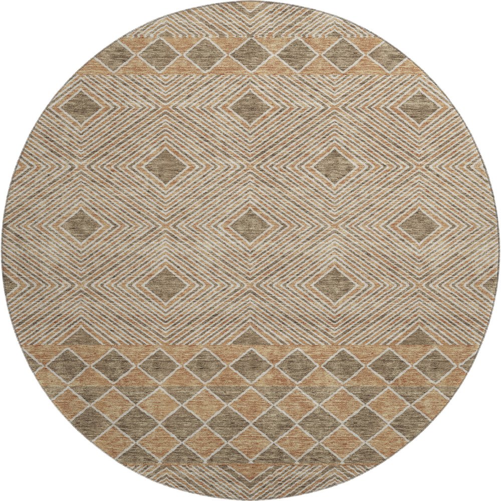 Premium Machine Washable Mayfield AMF898 Brown 8' x 8' Round Rug. Picture 1