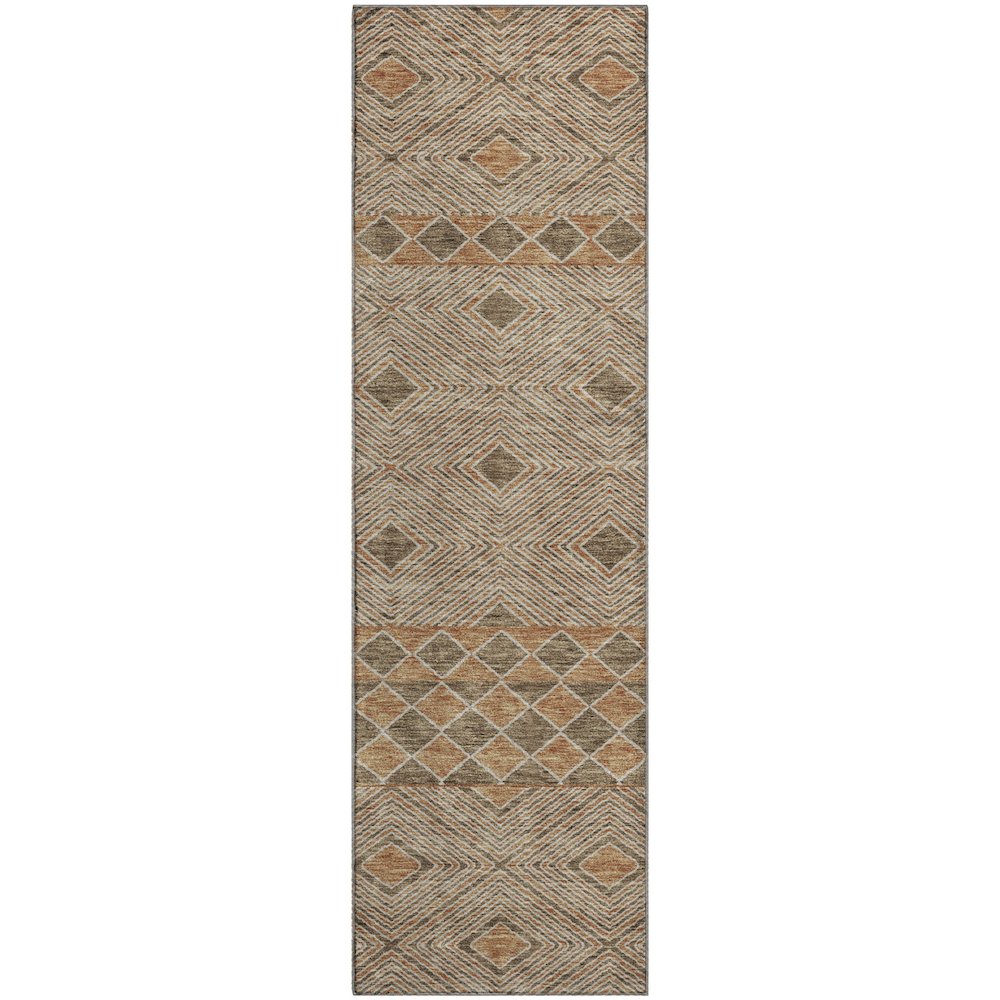 Premium Machine Washable Mayfield AMF898 Brown 2'3" x 7'6" Runner Rug. Picture 1