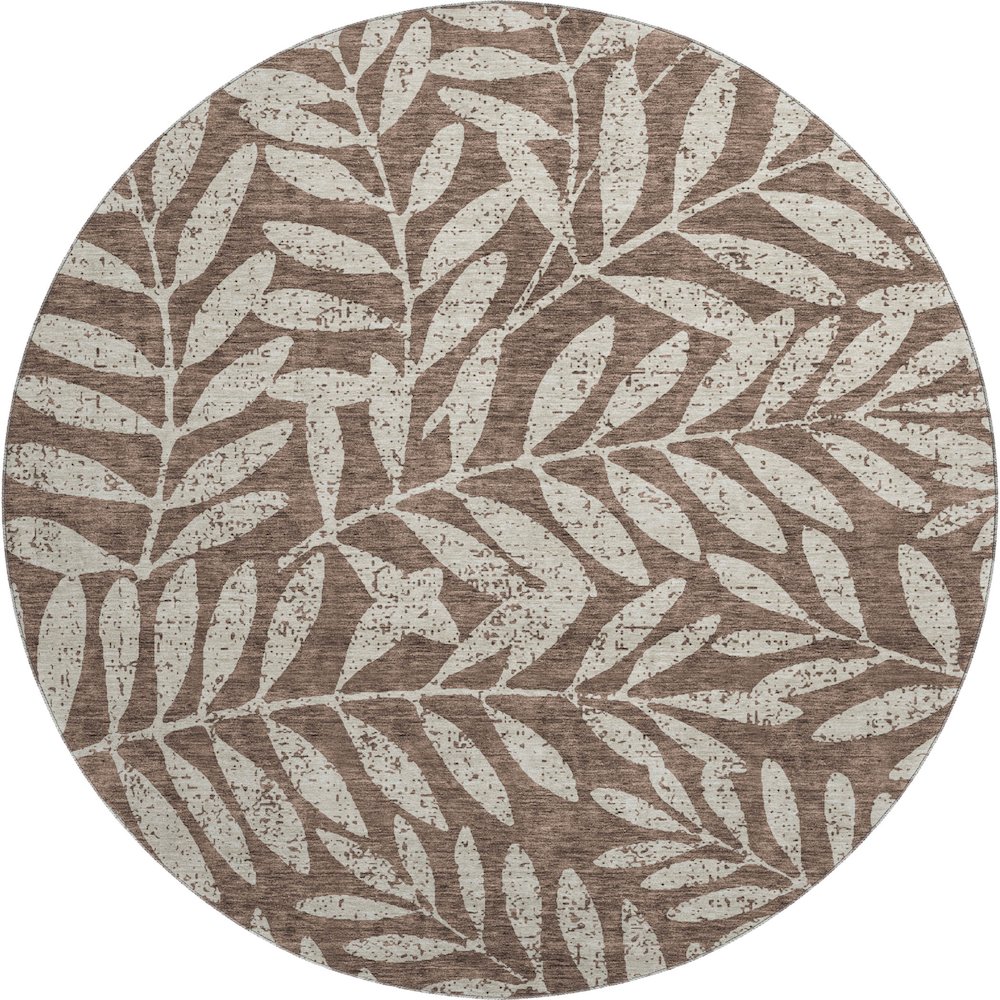 Premium Machine Washable Mayfield AMF899 Brown 8' x 8' Round Rug. Picture 1