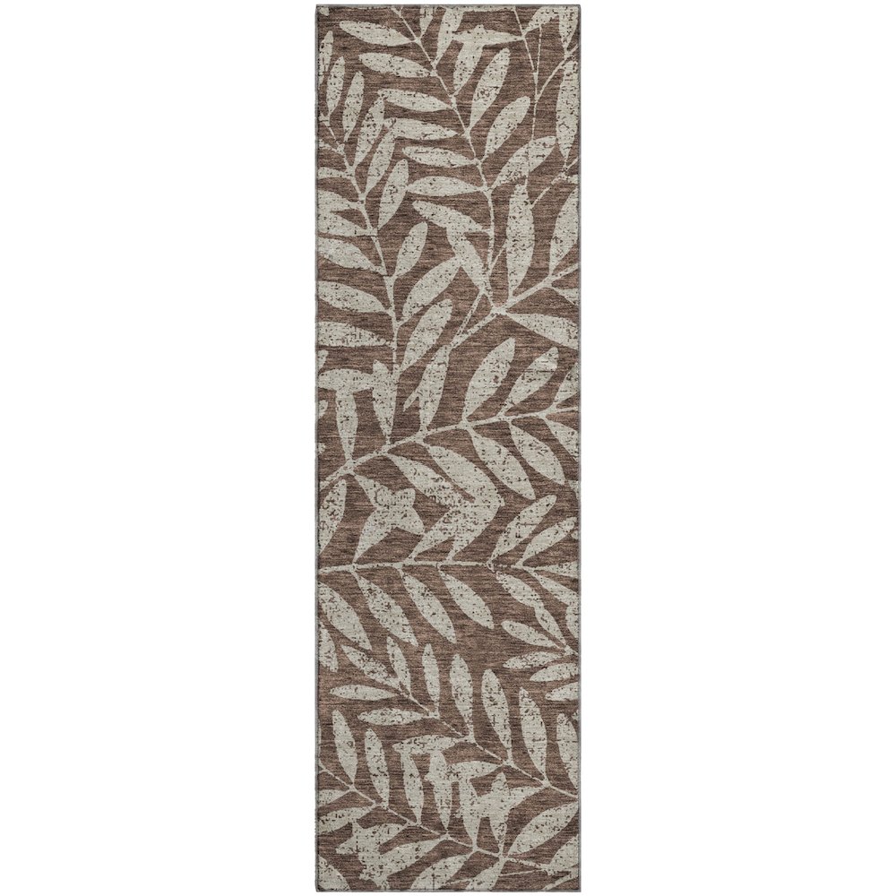 Premium Machine Washable Mayfield AMF899 Brown 2'3" x 7'6" Runner Rug. Picture 1