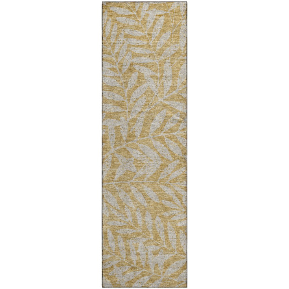 Premium Machine Washable Mayfield AMF899 Gold 2'3" x 7'6" Runner Rug. Picture 1