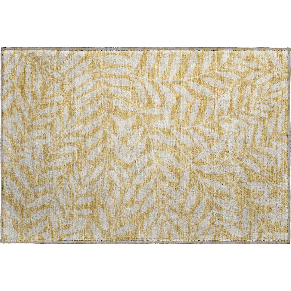 Premium Machine Washable Mayfield AMF899 Gold 1'8" x 2'6" Rug. Picture 1