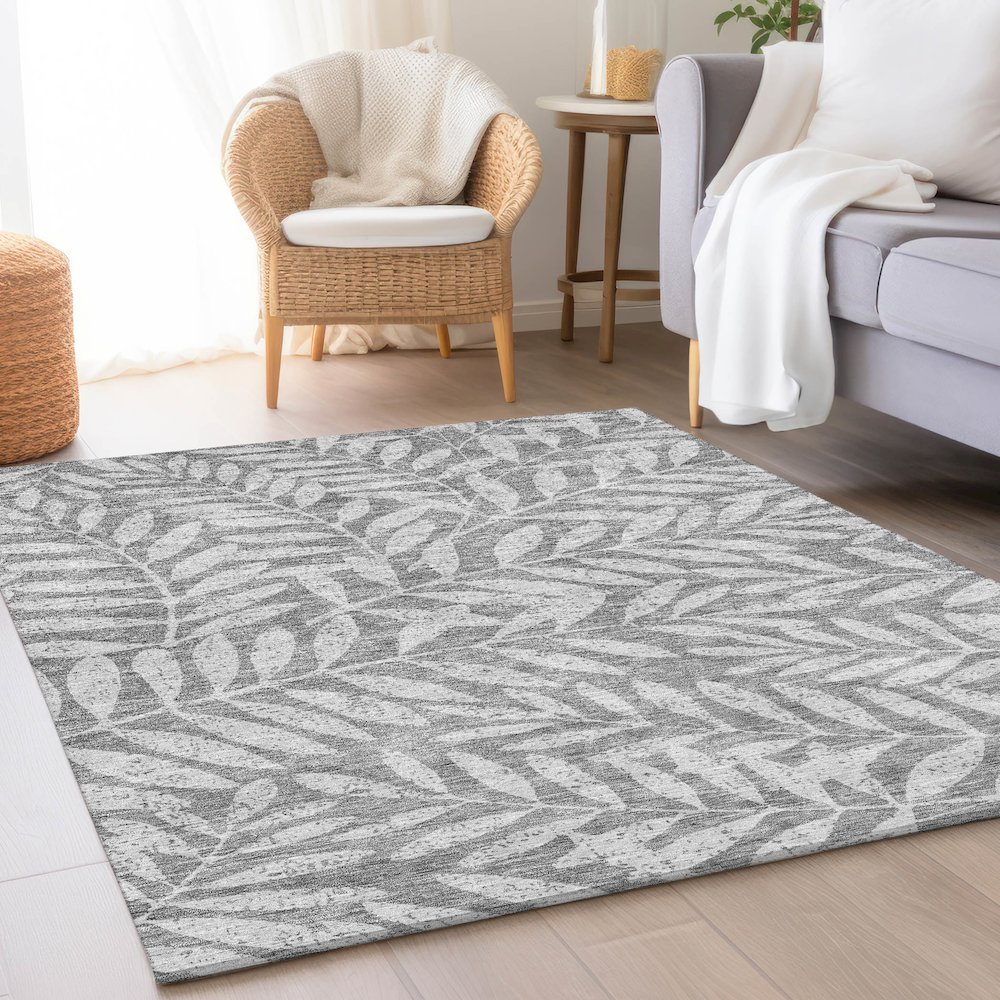 Premium Machine Washable Mayfield AMF899 Gray 2'6" x 3'10" Rug. Picture 5