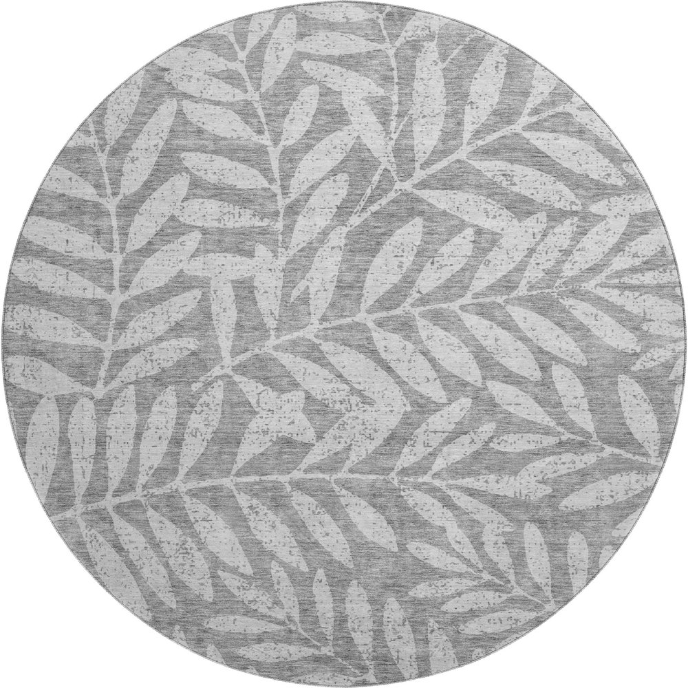 Premium Machine Washable Mayfield AMF899 Gray 8' x 8' Round Rug. Picture 1