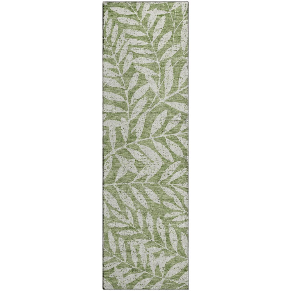 Premium Machine Washable Mayfield AMF899 Green 2'3" x 7'6" Runner Rug. Picture 1