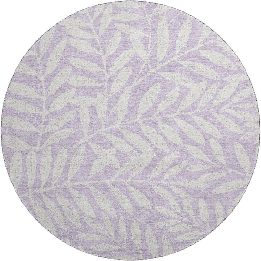 Premium Machine Washable Mayfield AMF899 Lavender 8' x 8' Round Rug. Picture 1