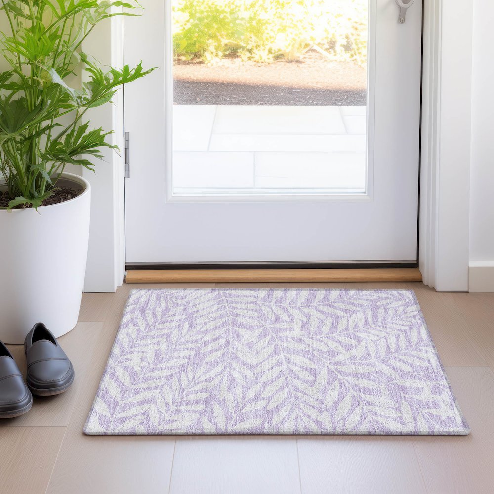 Premium Machine Washable Mayfield AMF899 Lavender 1'8" x 2'6" Rug. Picture 5