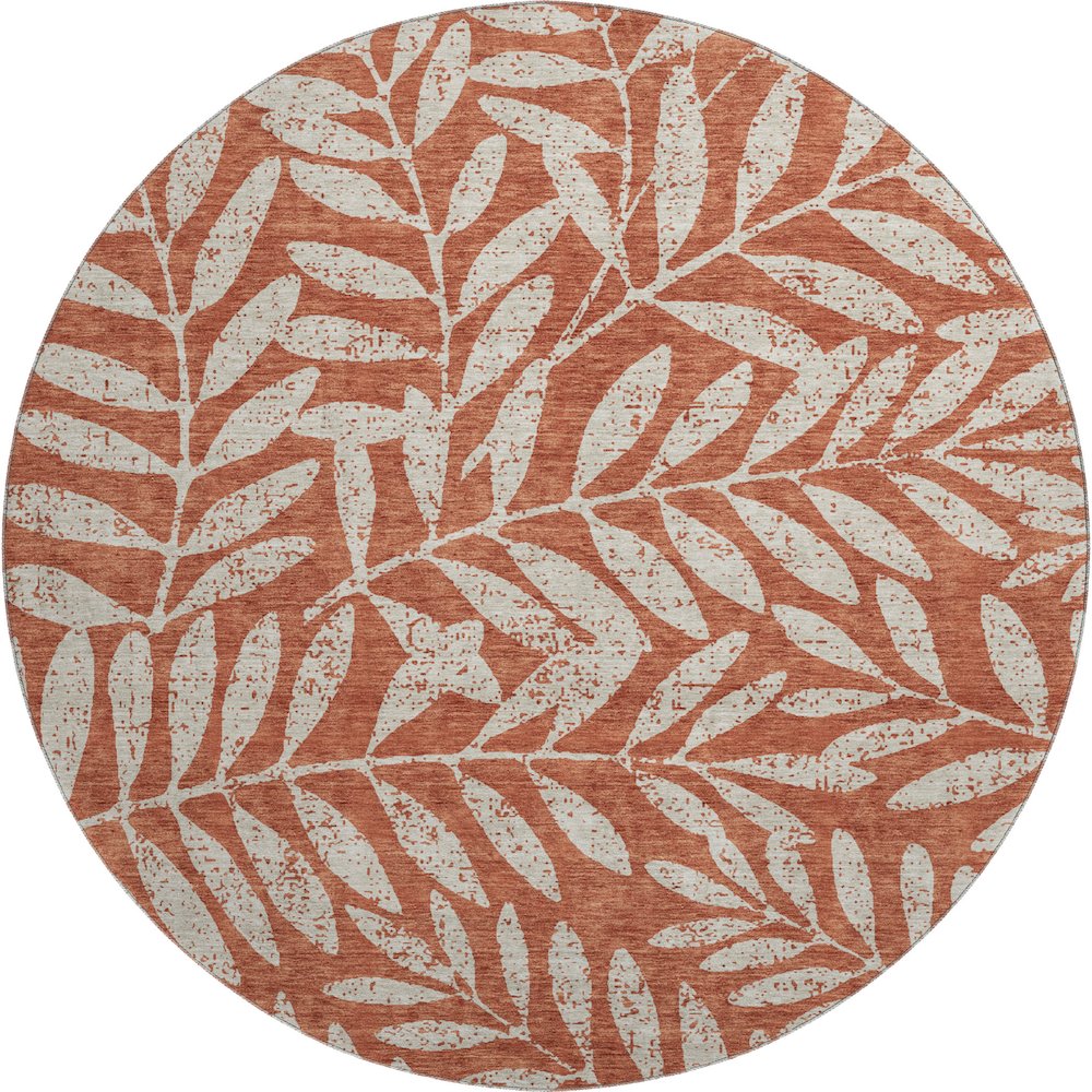 Premium Machine Washable Mayfield AMF899 Paprika 8' x 8' Round Rug. Picture 1