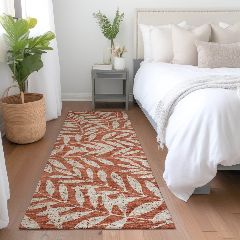 Premium Machine Washable Mayfield AMF899 Paprika 2'3" x 7'6" Runner Rug. Picture 5