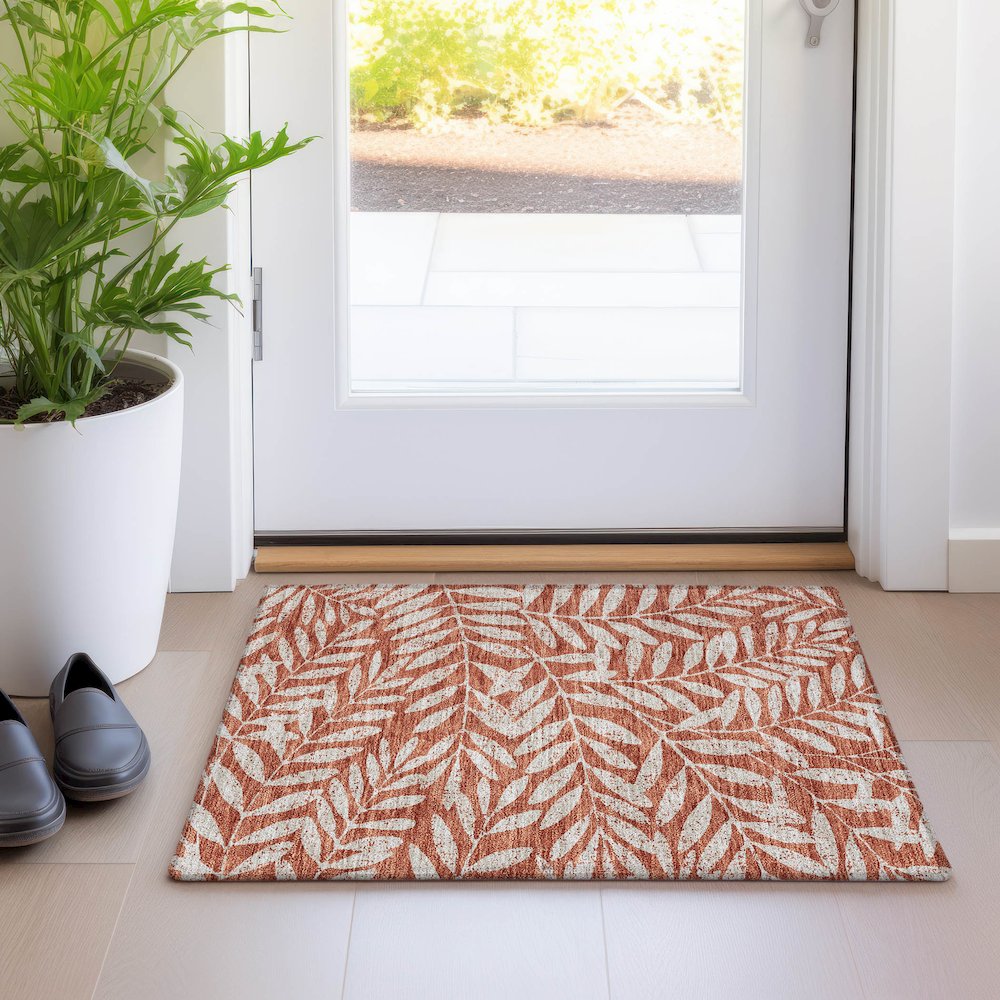 Premium Machine Washable Mayfield AMF899 Paprika 1'8" x 2'6" Rug. Picture 5