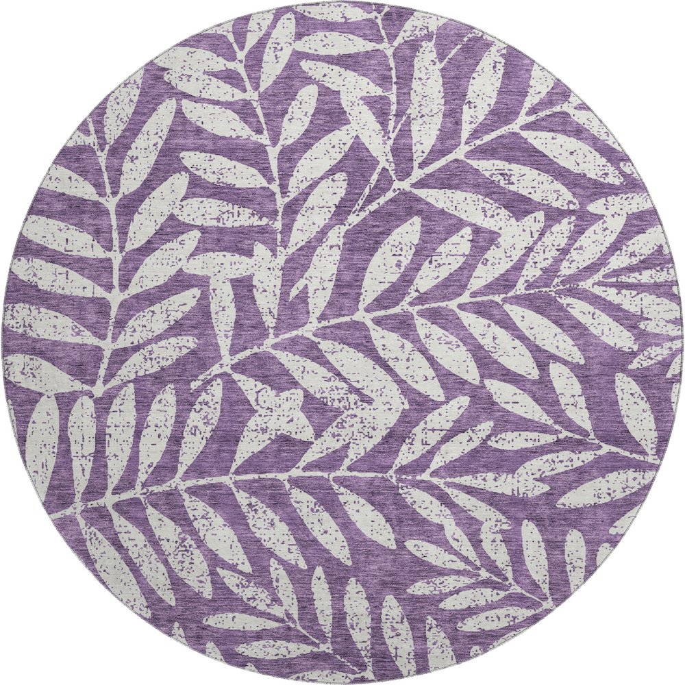 Premium Machine Washable Mayfield AMF899 Purple 8' x 8' Round Rug. Picture 1