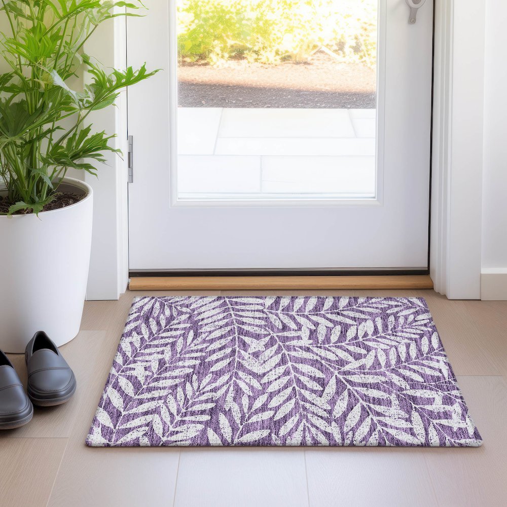 Premium Machine Washable Mayfield AMF899 Purple 1'8" x 2'6" Rug. Picture 5