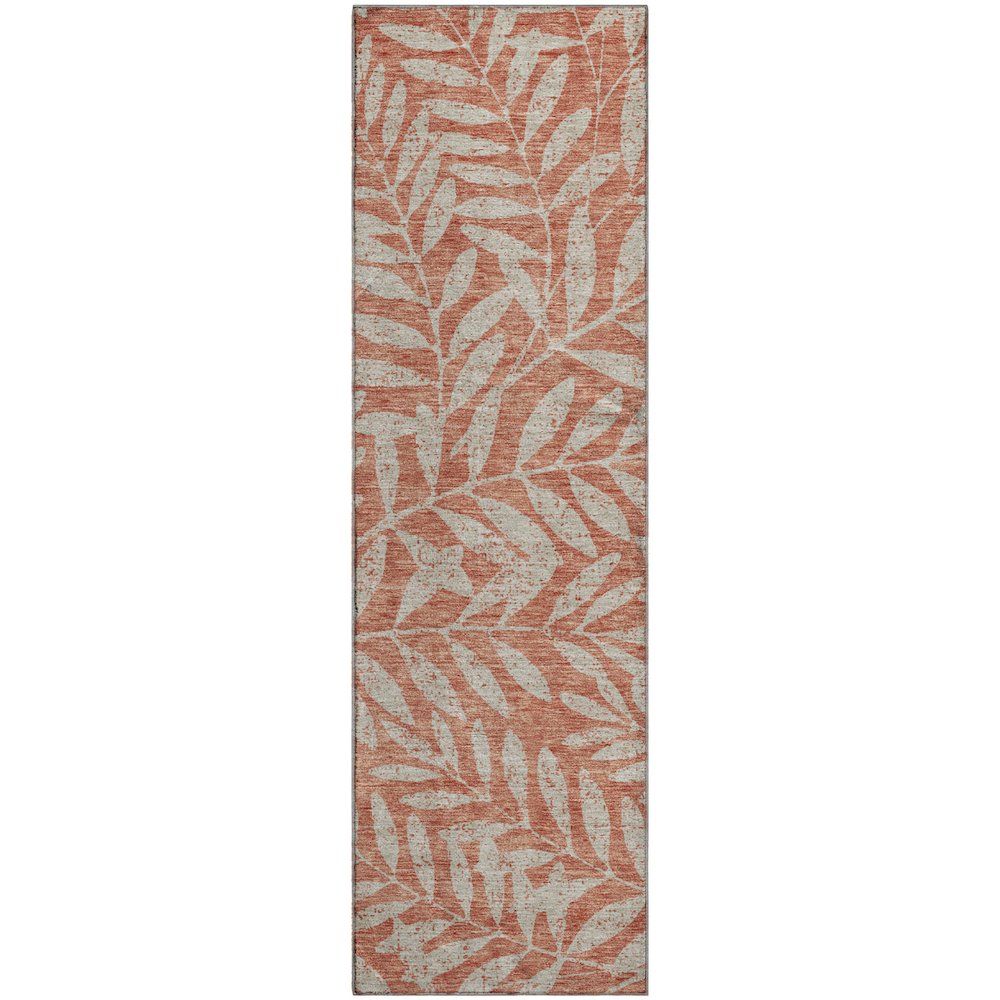 Premium Machine Washable Mayfield AMF899 Salmon 2'3" x 7'6" Runner Rug. Picture 1