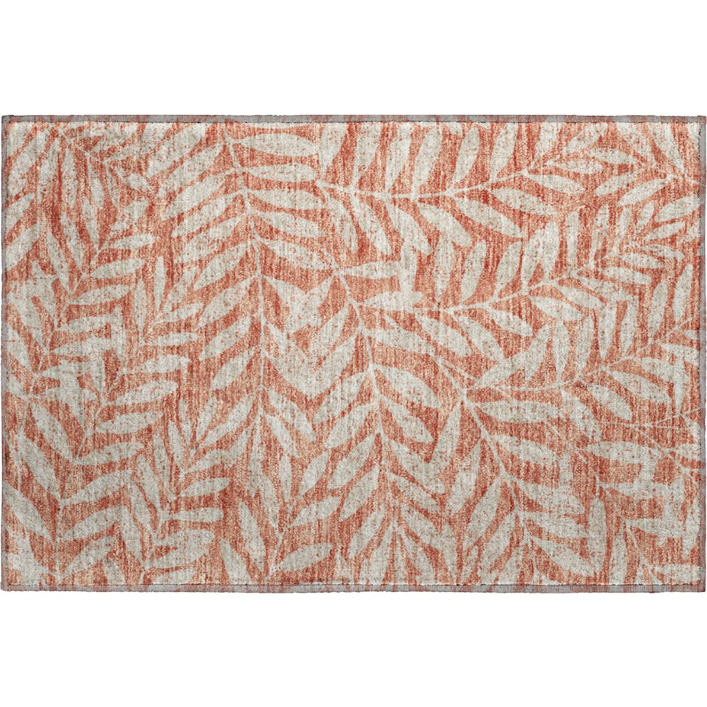 Premium Machine Washable Mayfield AMF899 Salmon 1'8" x 2'6" Rug. Picture 1