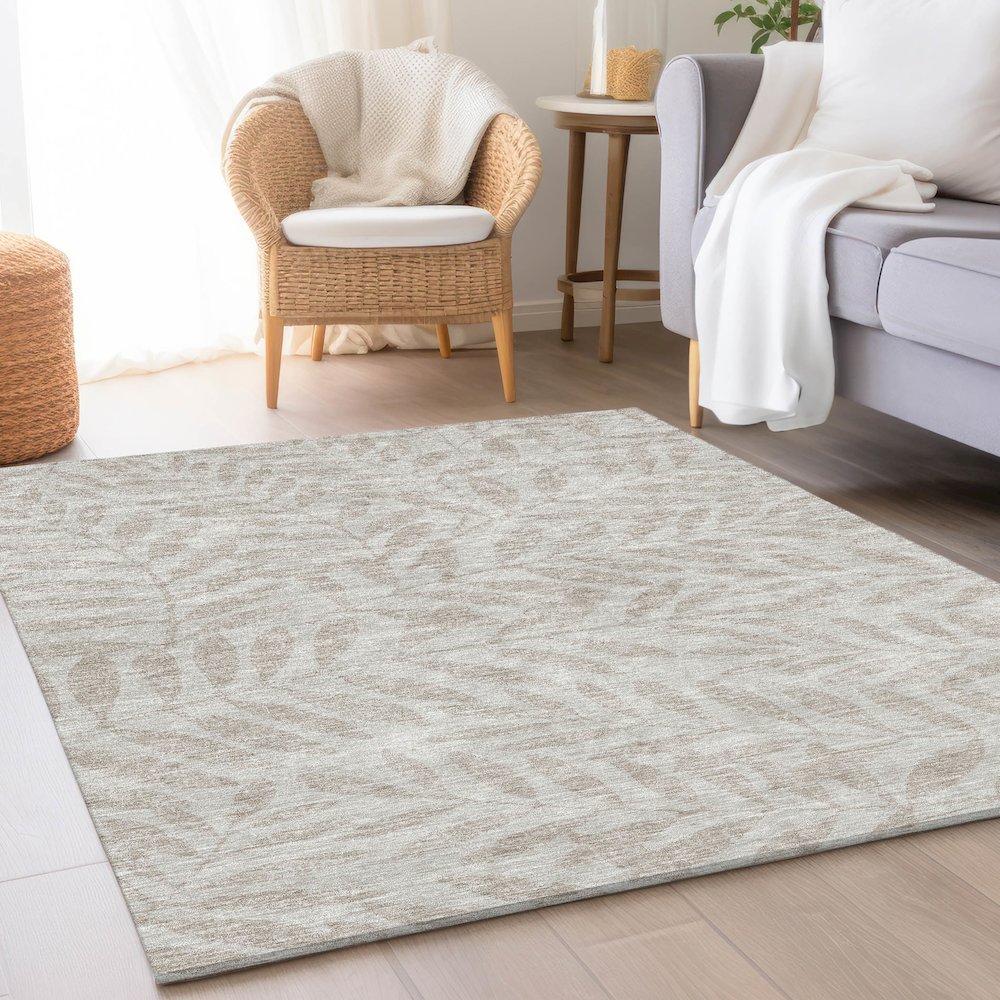 Premium Machine Washable Mayfield AMF899 Taupe 2'6" x 3'10" Rug. Picture 5