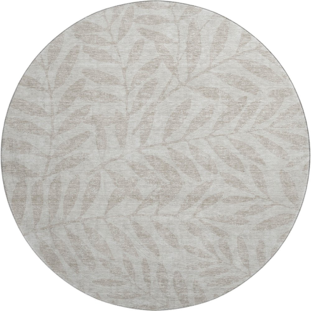 Premium Machine Washable Mayfield AMF899 Taupe 8' x 8' Round Rug. Picture 1