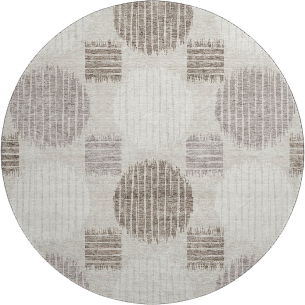 Premium Machine Washable Mayfield AMF900 Beige 8' x 8' Round Rug. Picture 1