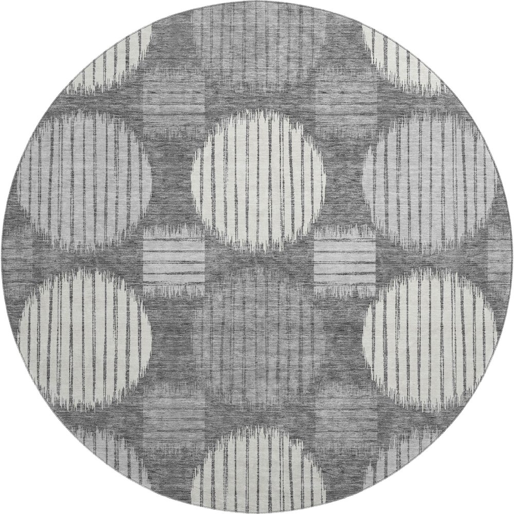 Premium Machine Washable Mayfield AMF900 Charcoal 8' x 8' Round Rug. Picture 1