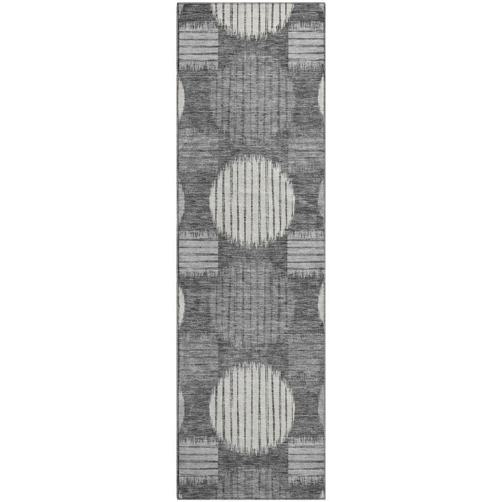 Premium Machine Washable Mayfield AMF900 Charcoal 2'3" x 7'6" Runner Rug. Picture 1