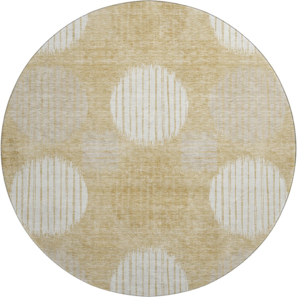 Premium Machine Washable Mayfield AMF900 Gold 8' x 8' Round Rug. Picture 1