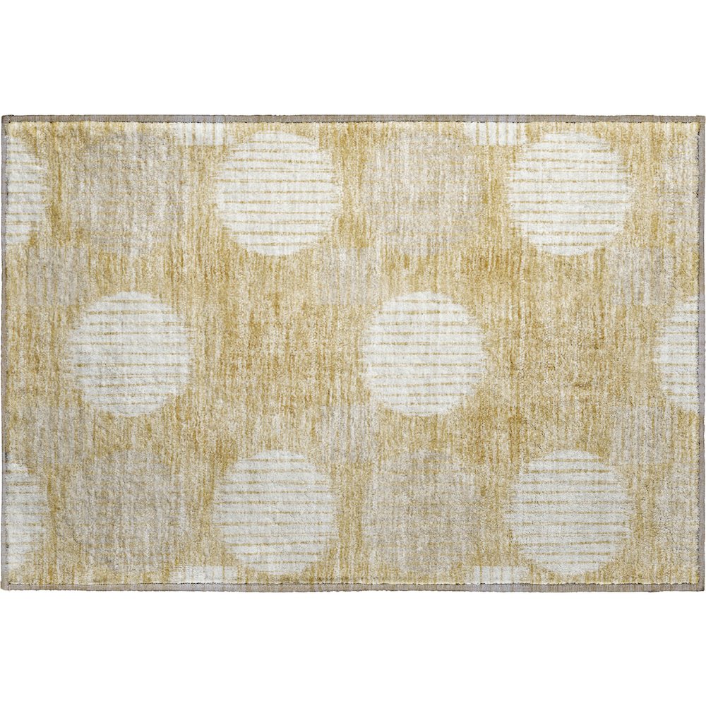 Premium Machine Washable Mayfield AMF900 Gold 1'8" x 2'6" Rug. Picture 1