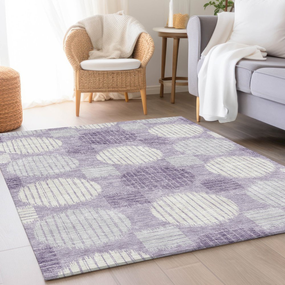 Premium Machine Washable Mayfield AMF900 Purple 2'6" x 3'10" Rug. Picture 5