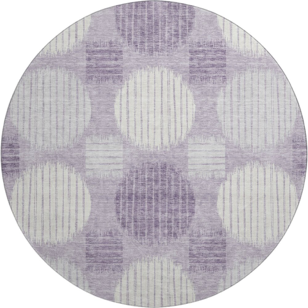 Premium Machine Washable Mayfield AMF900 Purple 8' x 8' Round Rug. Picture 1