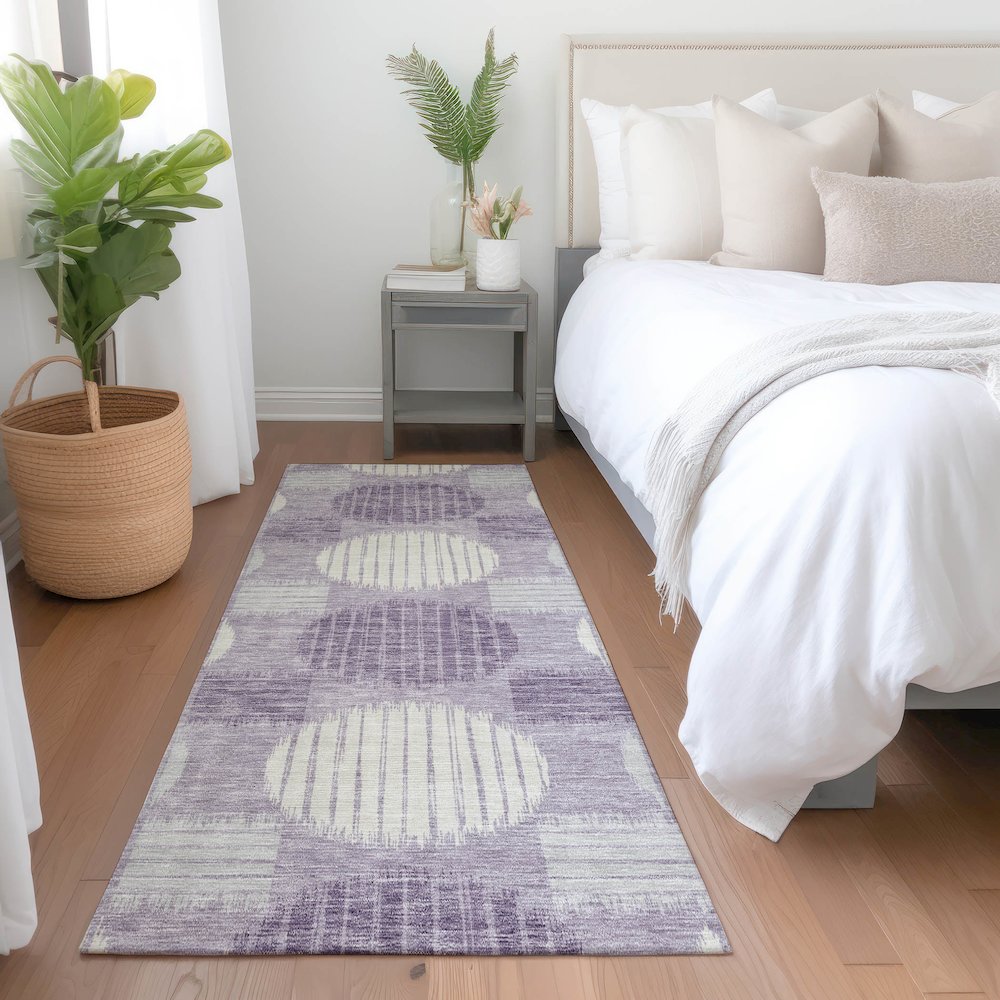 Premium Machine Washable Mayfield AMF900 Purple 2'3" x 7'6" Runner Rug. Picture 5