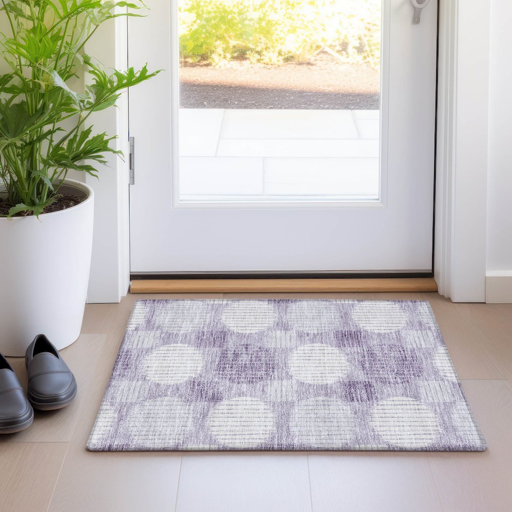 Premium Machine Washable Mayfield AMF900 Purple 1'8" x 2'6" Rug. Picture 5