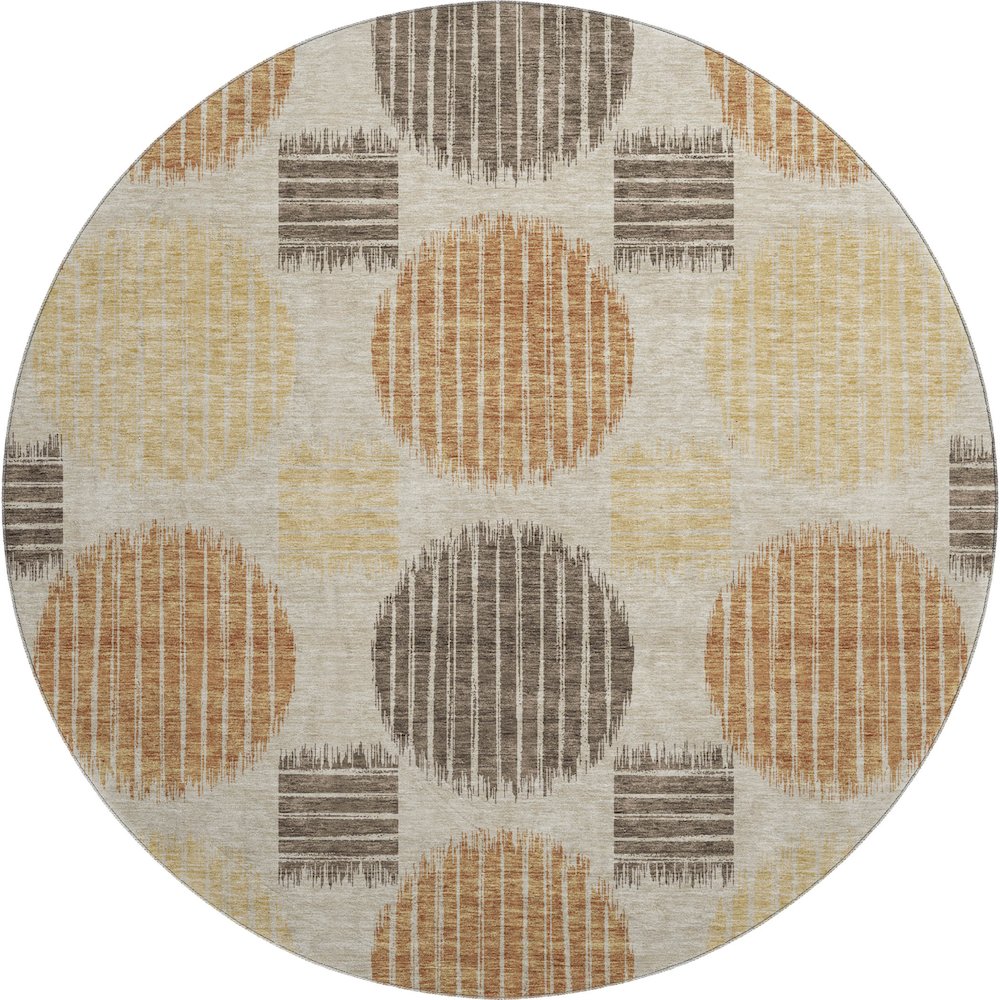 Premium Machine Washable Mayfield AMF900 Tan 8' x 8' Round Rug. Picture 1