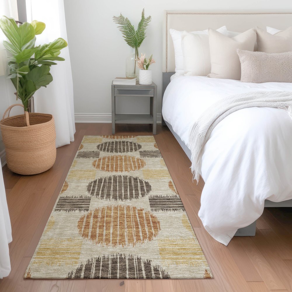 Premium Machine Washable Mayfield AMF900 Tan 2'3" x 7'6" Runner Rug. Picture 5