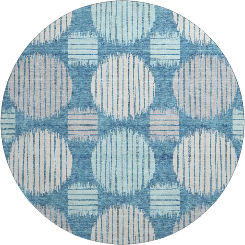 Premium Machine Washable Mayfield AMF900 Teal 8' x 8' Round Rug. Picture 1