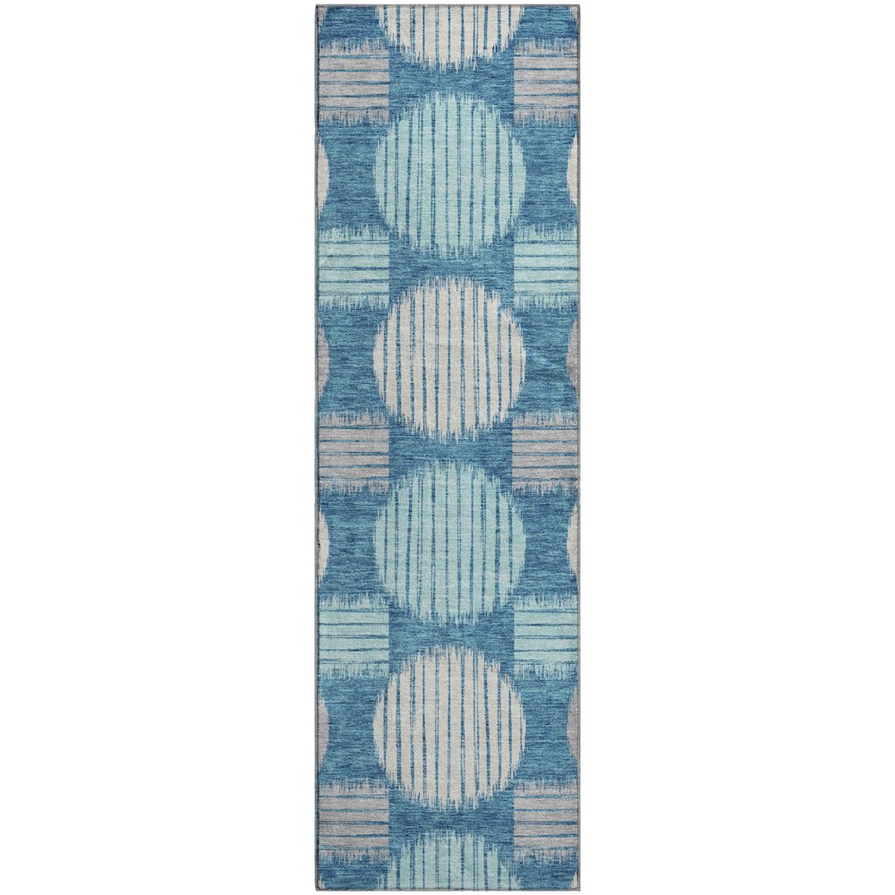 Premium Machine Washable Mayfield AMF900 Teal 2'3" x 7'6" Runner Rug. Picture 1