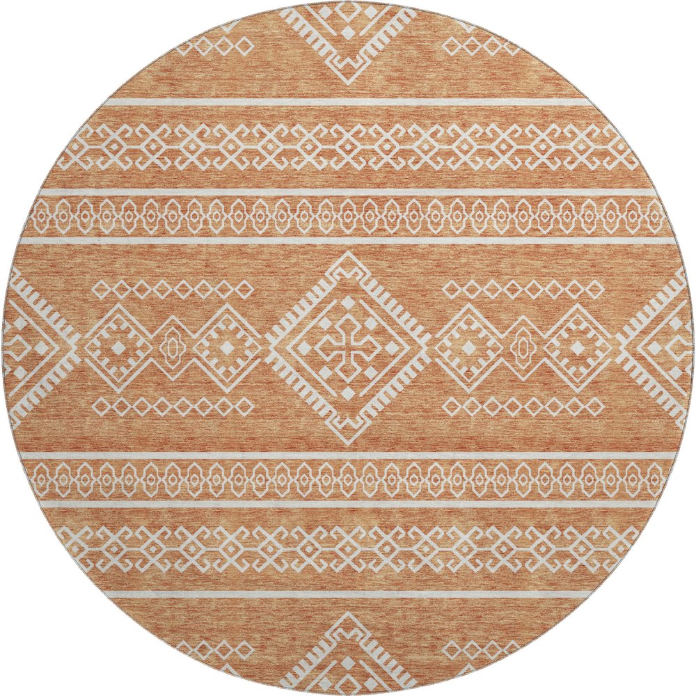 Premium Machine Washable Mayfield AMF901 Copper 8' x 8' Round Rug. Picture 1