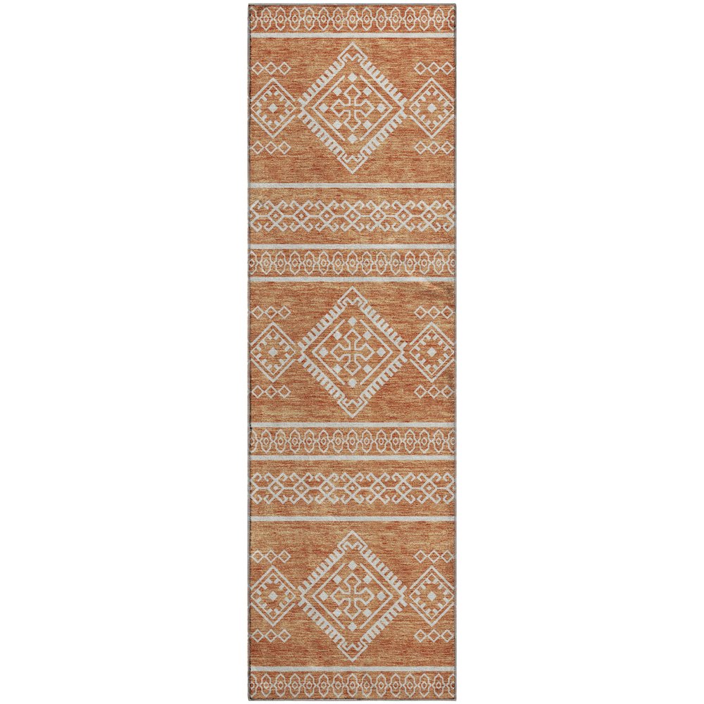 Premium Machine Washable Mayfield AMF901 Copper 2'3" x 7'6" Runner Rug. Picture 1