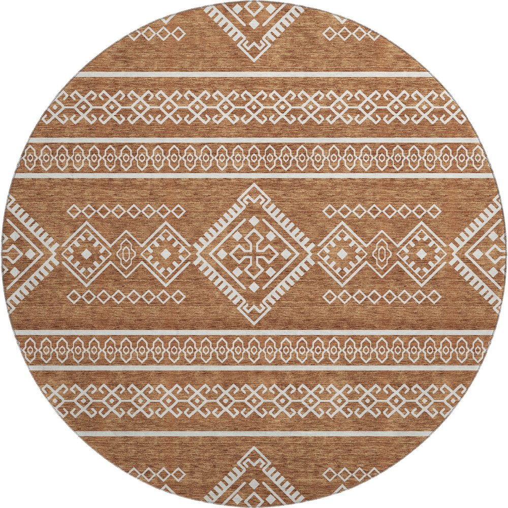 Premium Machine Washable Mayfield AMF901 Paprika 8' x 8' Round Rug. Picture 1