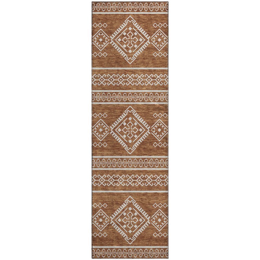 Premium Machine Washable Mayfield AMF901 Paprika 2'3" x 7'6" Runner Rug. Picture 1