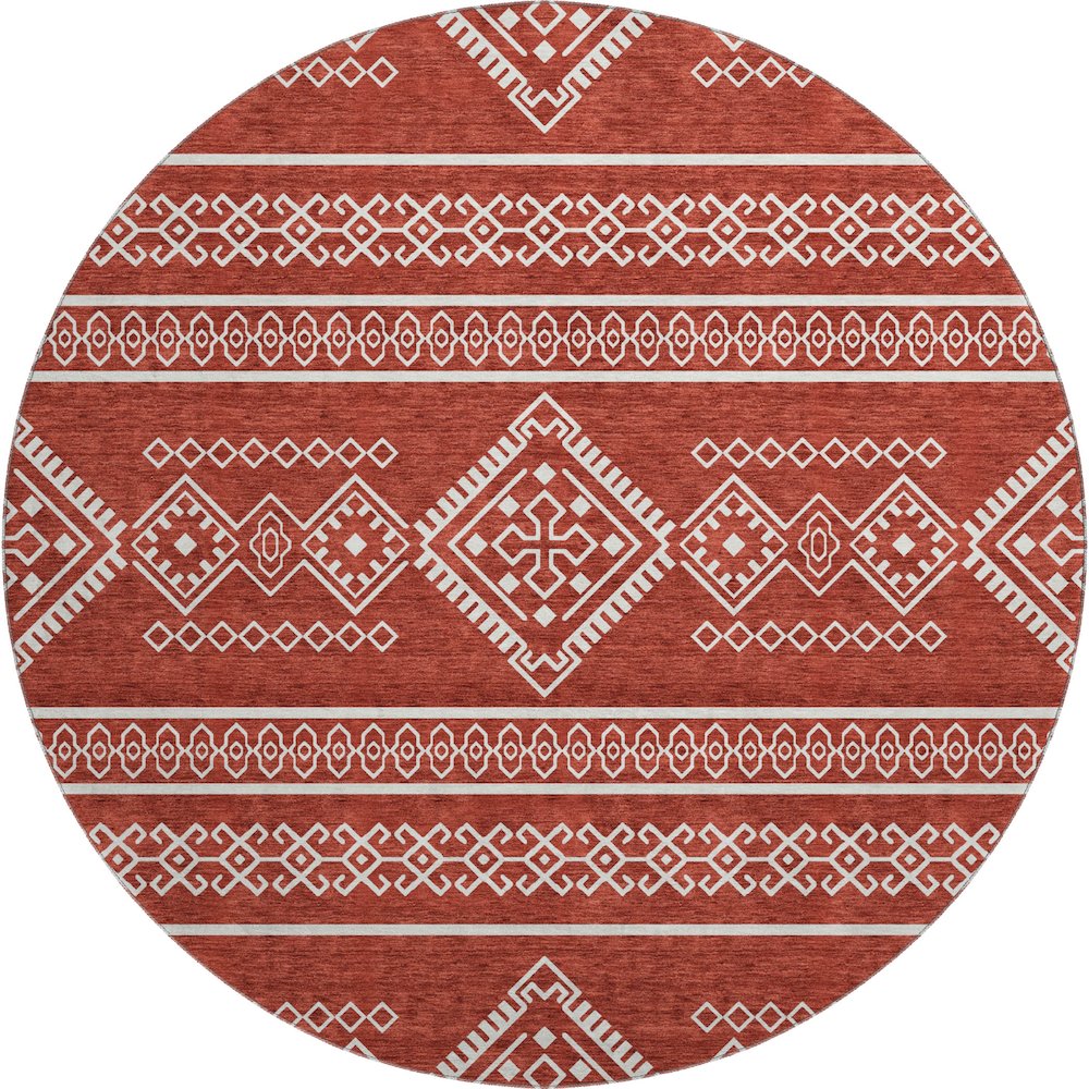 Premium Machine Washable Mayfield AMF901 Red 8' x 8' Round Rug. Picture 1