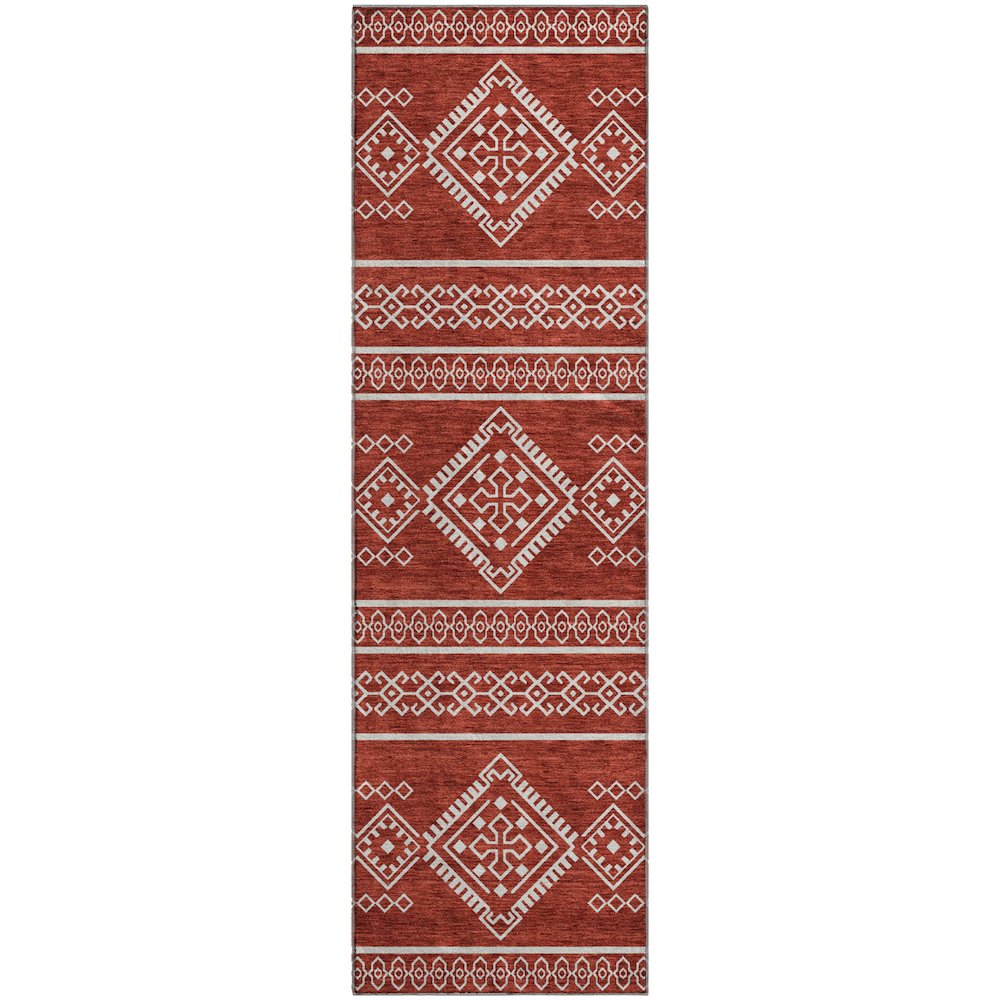 Premium Machine Washable Mayfield AMF901 Red 2'3" x 7'6" Runner Rug. Picture 1