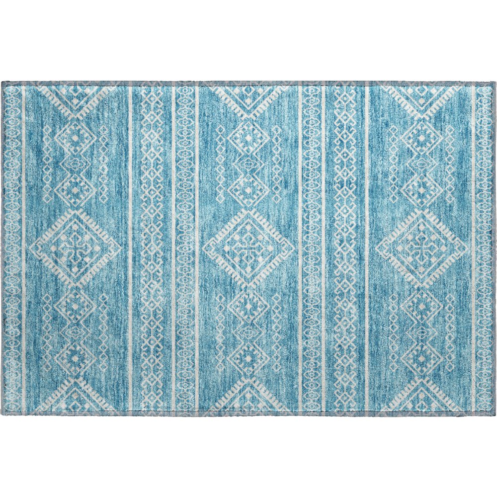 Premium Machine Washable Mayfield AMF901 Teal 1'8" x 2'6" Rug. Picture 1