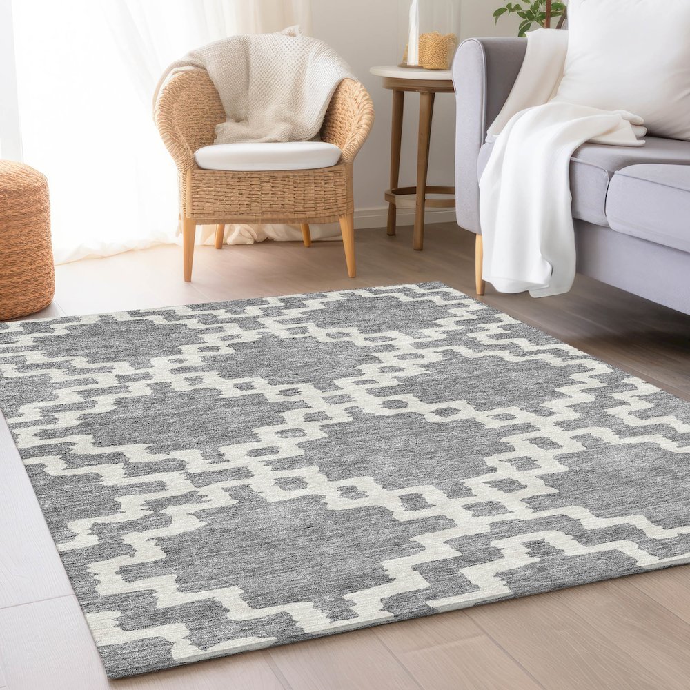 Premium Machine Washable Mayfield AMF902 Gray 2'6" x 3'10" Rug. Picture 5